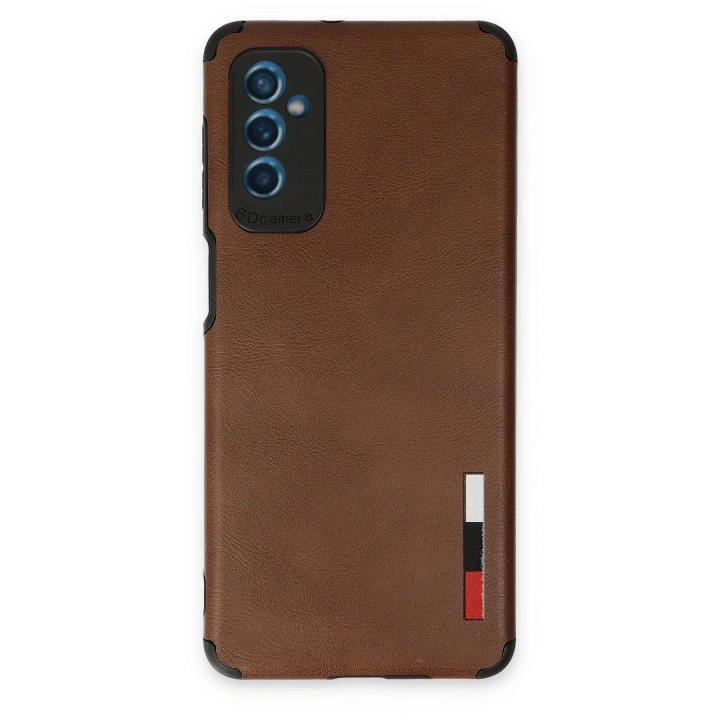 Mey İthalat®  Samsung Galaxy M52 5G Kılıf Loop Deri Silikon - Kahverengi