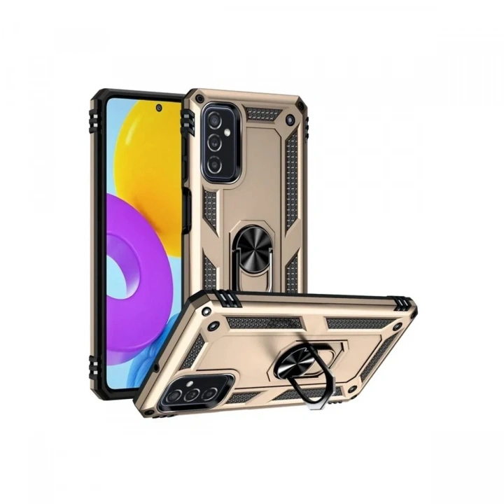 Mey İthalat®  Samsung Galaxy M52 5G Kılıf Sofya Yüzüklü Silikon Kapak - Gold