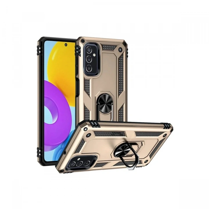 Mey İthalat®  Samsung Galaxy M52 5G Kılıf Sofya Yüzüklü Silikon Kapak - Gold