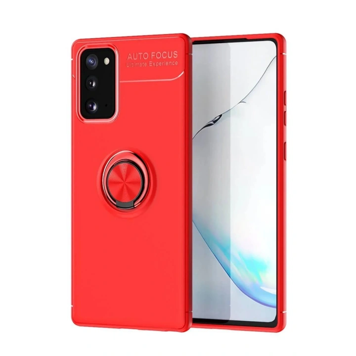 Mey İthalat®  Samsung Galaxy Note 20 Kılıf Range Yüzüklü Silikon - Kırmızı