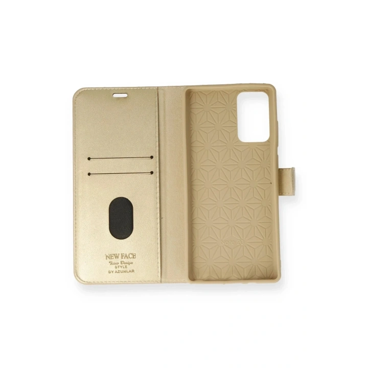 Mey İthalat®  Samsung Galaxy Note 20 Kılıf Trend S Plus Kapaklı Kılıf - Gold