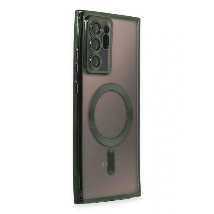 Mey İthalat®  Samsung Galaxy Note 20 Ultra Kılıf Kross Magneticsafe Kapak - Koyu Yeşil
