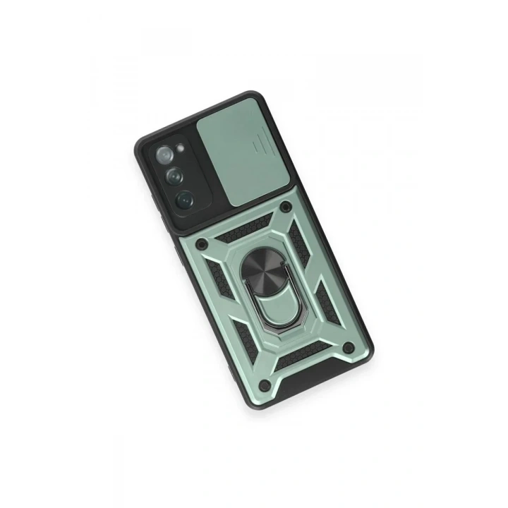 Mey İthalat®  Samsung Galaxy S20 FE Kılıf Pars Lens Yüzüklü Silikon - Yeşil