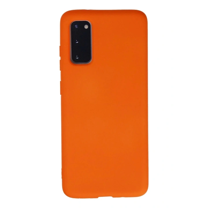 Mey İthalat®  Samsung Galaxy S20 Kılıf Nano içi Kadife Silikon - Turuncu
