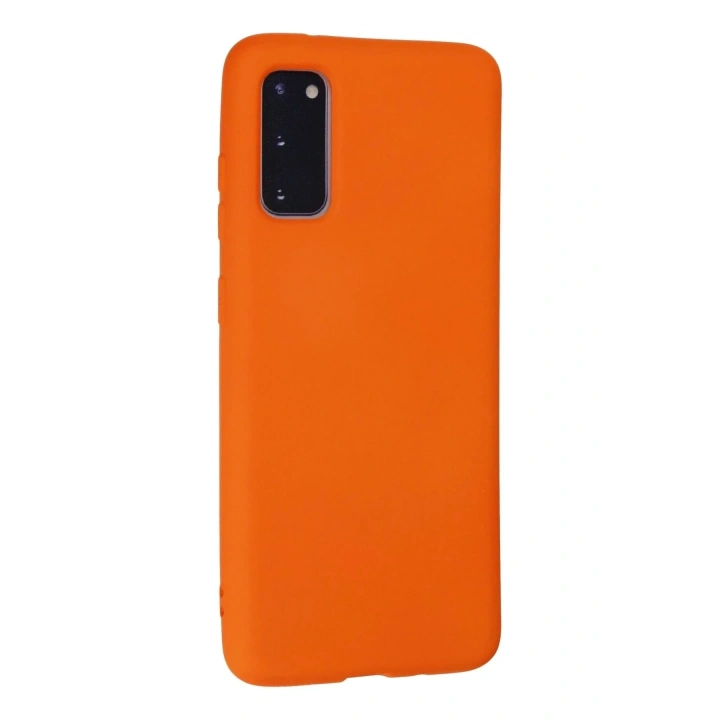 Mey İthalat®  Samsung Galaxy S20 Kılıf Nano içi Kadife Silikon - Turuncu