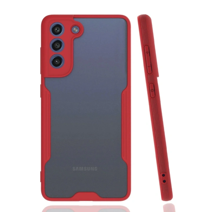 Mey İthalat®  Samsung Galaxy S21 FE Kılıf Platin Silikon - Kırmızı