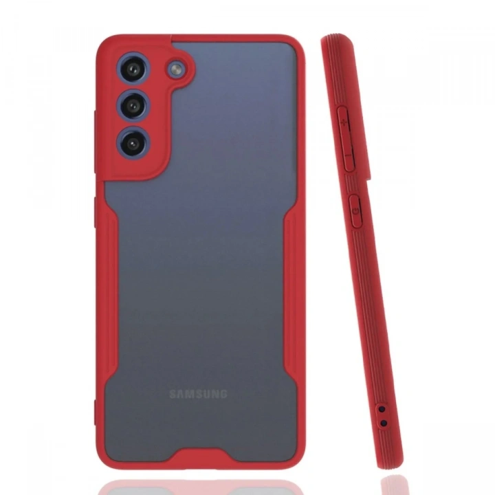 Mey İthalat®  Samsung Galaxy S21 FE Kılıf Platin Silikon - Kırmızı