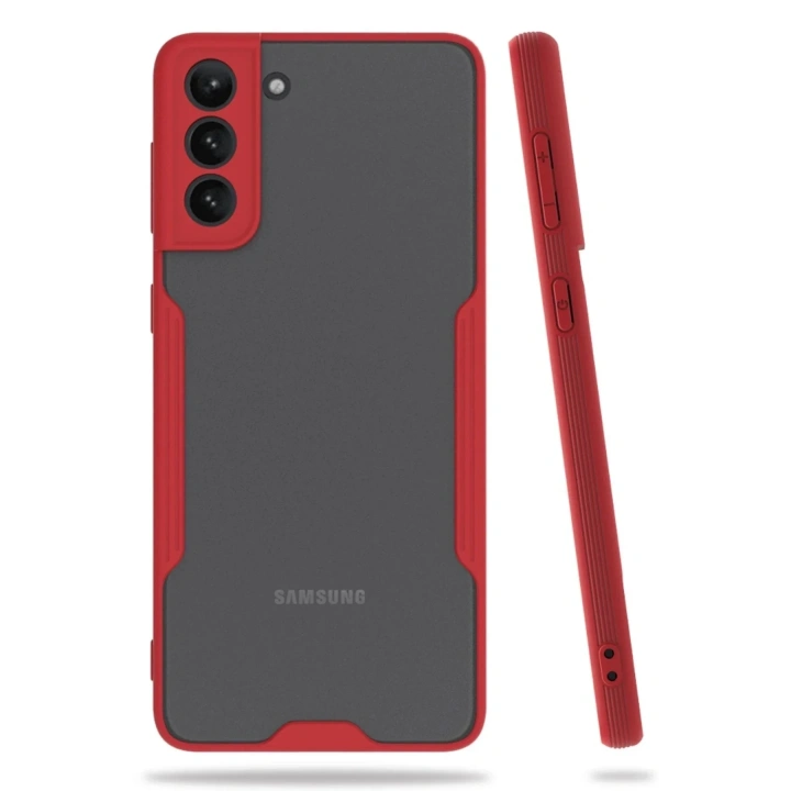 Mey İthalat®  Samsung Galaxy S21 Plus Kılıf Platin Silikon - Kırmızı