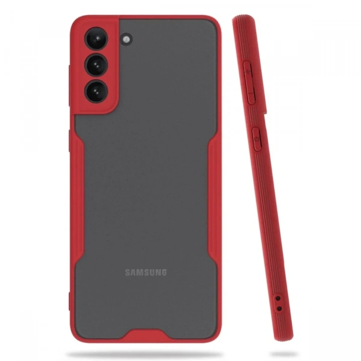 Mey İthalat®  Samsung Galaxy S21 Plus Kılıf Platin Silikon - Kırmızı