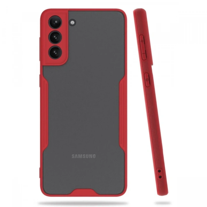 Mey İthalat®  Samsung Galaxy S21 Plus Kılıf Platin Silikon - Kırmızı
