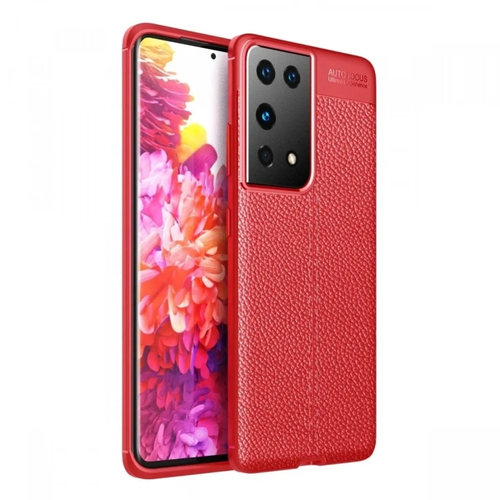 Mey İthalat®  Samsung Galaxy S21 Ultra Kılıf Auto Focus Kapak - Kırmızı