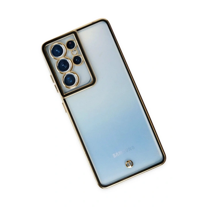 Mey İthalat®  Samsung Galaxy S21 Ultra Kılıf Liva Lens Silikon - Siyah