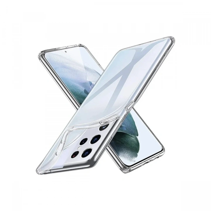 Mey İthalat®  Samsung Galaxy S21 Ultra Kılıf Lüx Şeffaf Silikon