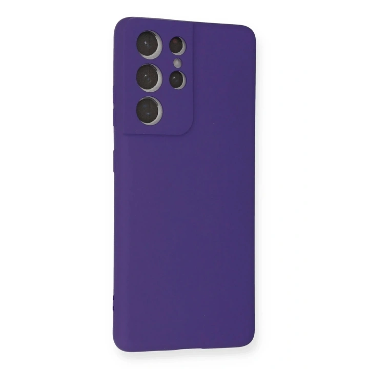 Mey İthalat®  Samsung Galaxy S21 Ultra Kılıf Nano içi Kadife Silikon - Mor