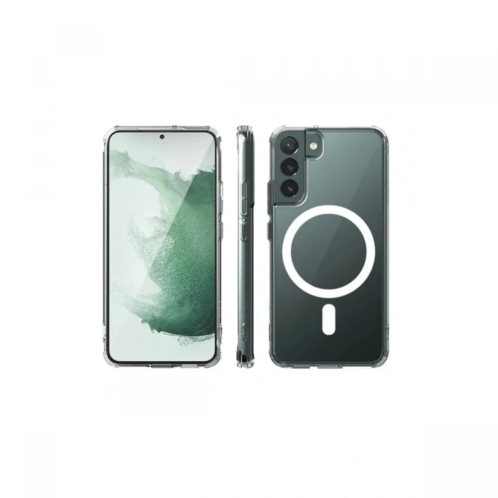 Mey İthalat®  Samsung Galaxy S22 Plus Kılıf Magneticsafe Şeffaf Silikon - Şeffaf