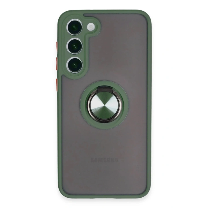 Mey İthalat®  Samsung Galaxy S23 Plus Kılıf Montreal Yüzüklü Silikon Kapak - Yeşil