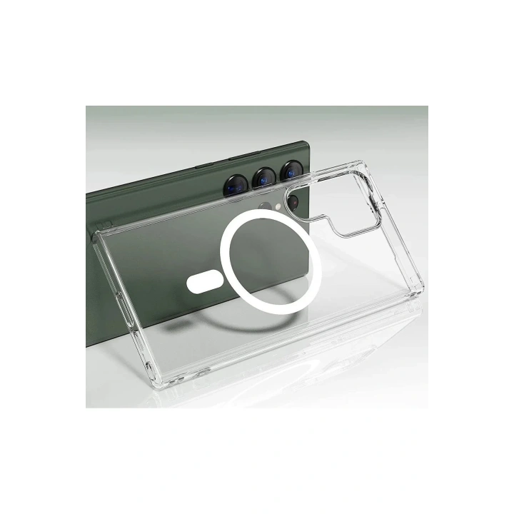Mey İthalat®  Samsung Galaxy S23 Ultra Kılıf Magneticsafe Şeffaf Silikon - Şeffaf