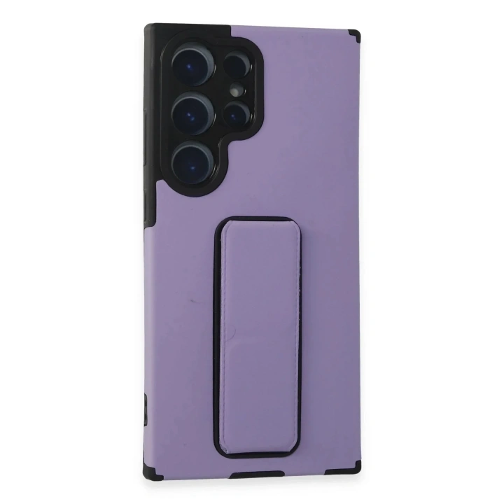Mey İthalat®  Samsung Galaxy S23 Ultra Kılıf Mega Standlı Silikon - Lila