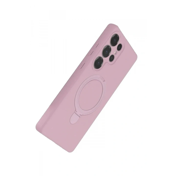 Mey İthalat®  Samsung Galaxy S23 Ultra Regal Magsafe Standlı Kapak - Açık Pembe