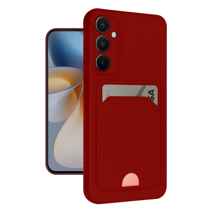 Mey İthalat®  Samsung Galaxy S24 FE Kılıf Kelvin Kartvizitli Silikon - Kırmızı