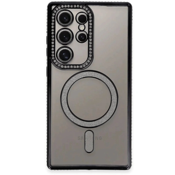 Mey İthalat®  Samsung Galaxy S24 Ultra Kılıf Joke Simli Magneticsafe Kılıf - Siyah