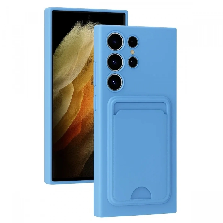 Mey İthalat®  Samsung Galaxy S24 Ultra Kılıf Kelvin Kartvizitli Silikon - Mavi