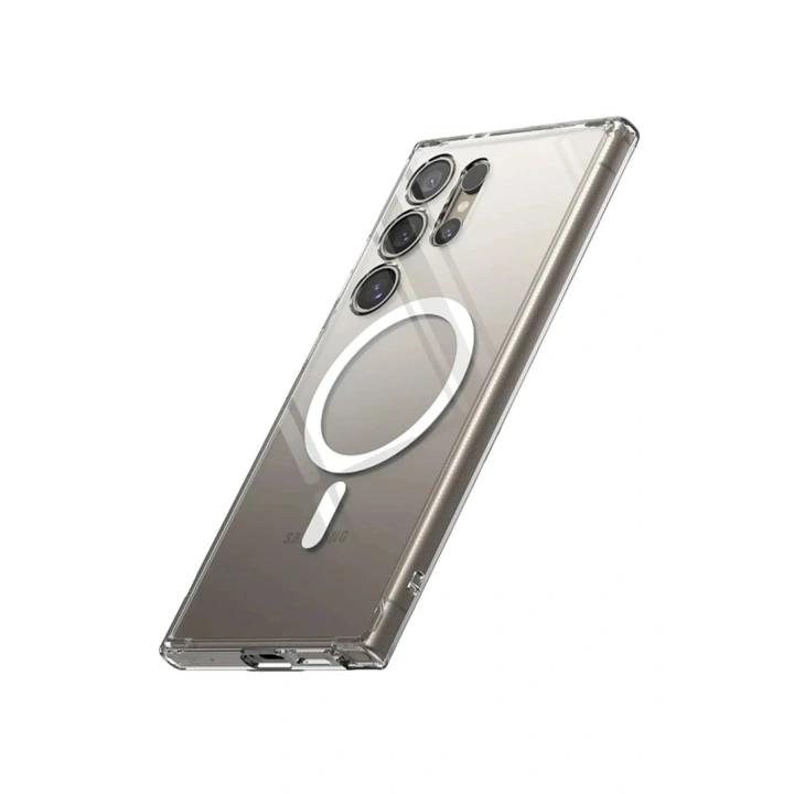 Mey İthalat®  Samsung Galaxy S24 Ultra Kılıf Magneticsafe Şeffaf Silikon - Şeffaf