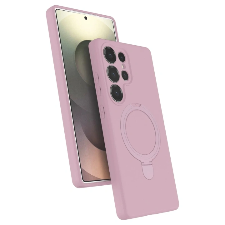 Mey İthalat®  Samsung Galaxy S24 Ultra Regal Magsafe Standlı Kapak - Açık Pembe