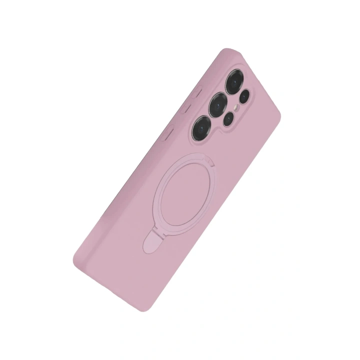 Mey İthalat®  Samsung Galaxy S24 Ultra Regal Magsafe Standlı Kapak - Açık Pembe