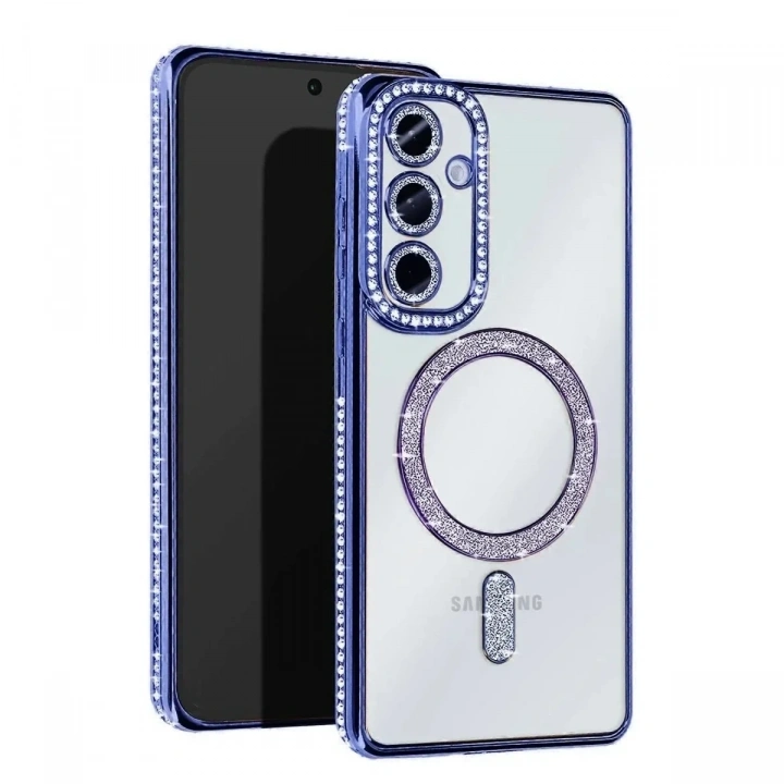 Mey İthalat®  Samsung Galaxy S25 Edge Joke Simli Magneticsafe Kılıf - Mavi