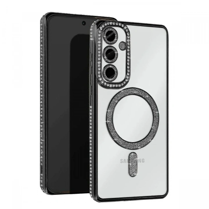 Mey İthalat®  Samsung Galaxy S25 Edge Joke Simli Magneticsafe Kılıf - Siyah