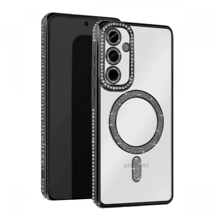 Mey İthalat®  Samsung Galaxy S25 Edge Joke Simli Magneticsafe Kılıf - Siyah