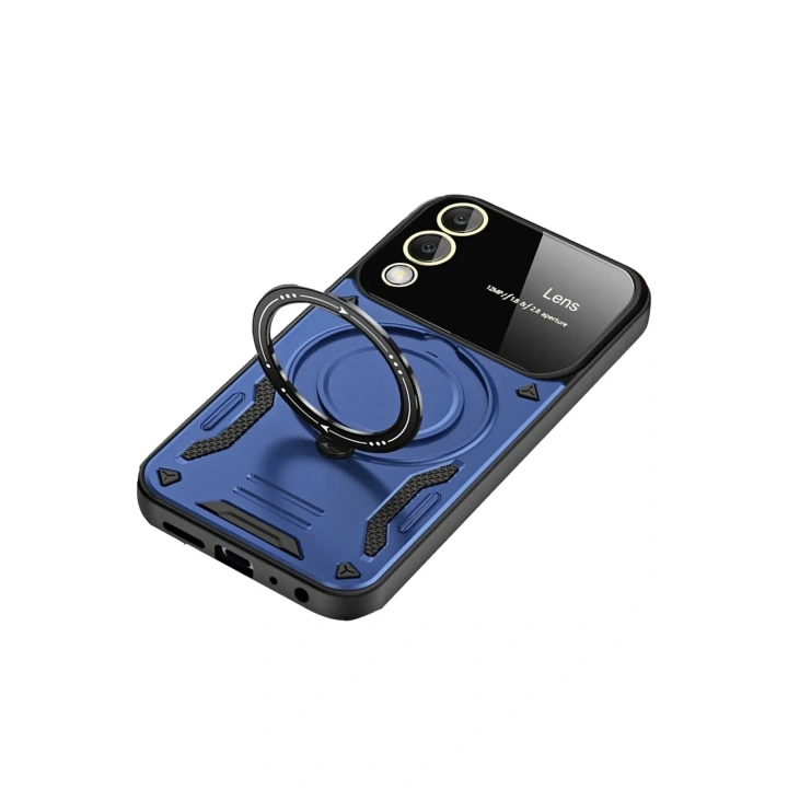 Mey İthalat®  Samsung Galaxy S25 Edge Kılıf Joy Lens Standlı Kapak - Lacivert