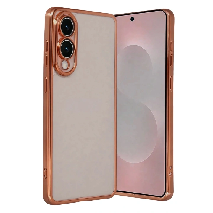 Mey İthalat®  Samsung Galaxy S25 Edge  Lensli Silikon - Çöl Titanyum