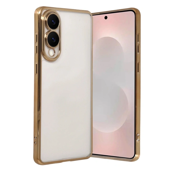 Mey İthalat®  Samsung Galaxy S25 Edge  Lensli Silikon - Gold