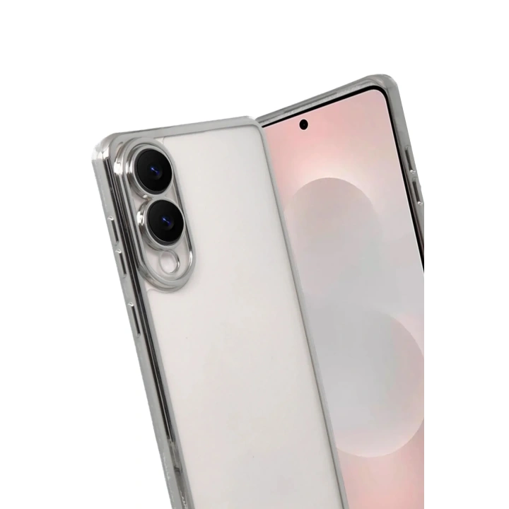 Mey İthalat®  Samsung Galaxy S25 Edge  Lensli Silikon - Gümüş