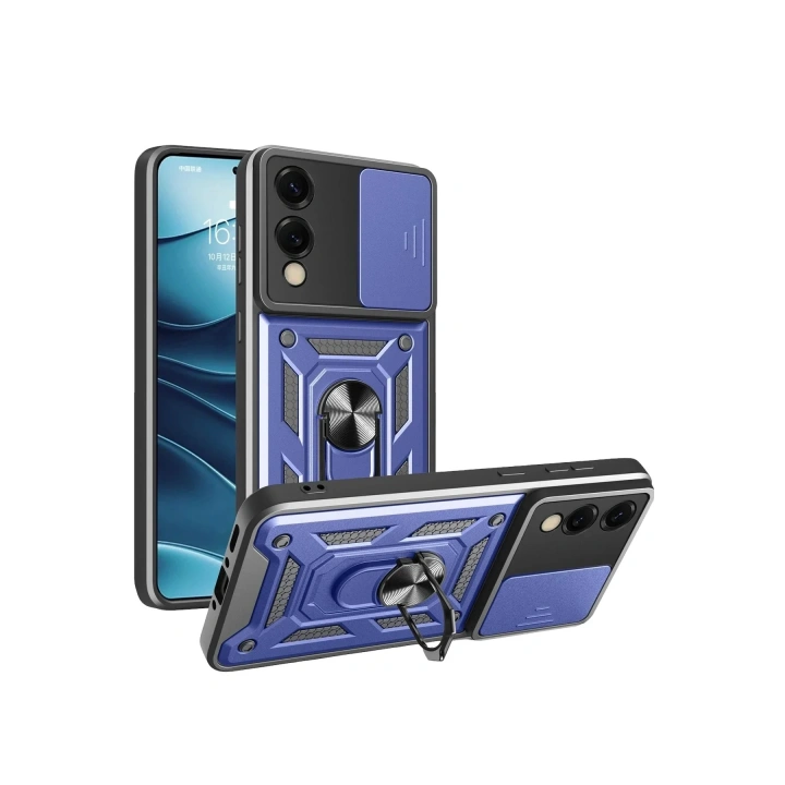 Mey İthalat®  Samsung Galaxy S25 Edge Pars Lens Yüzüklü Silikon - Lacivert