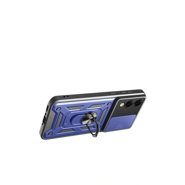 Mey İthalat®  Samsung Galaxy S25 Edge Pars Lens Yüzüklü Silikon - Lacivert