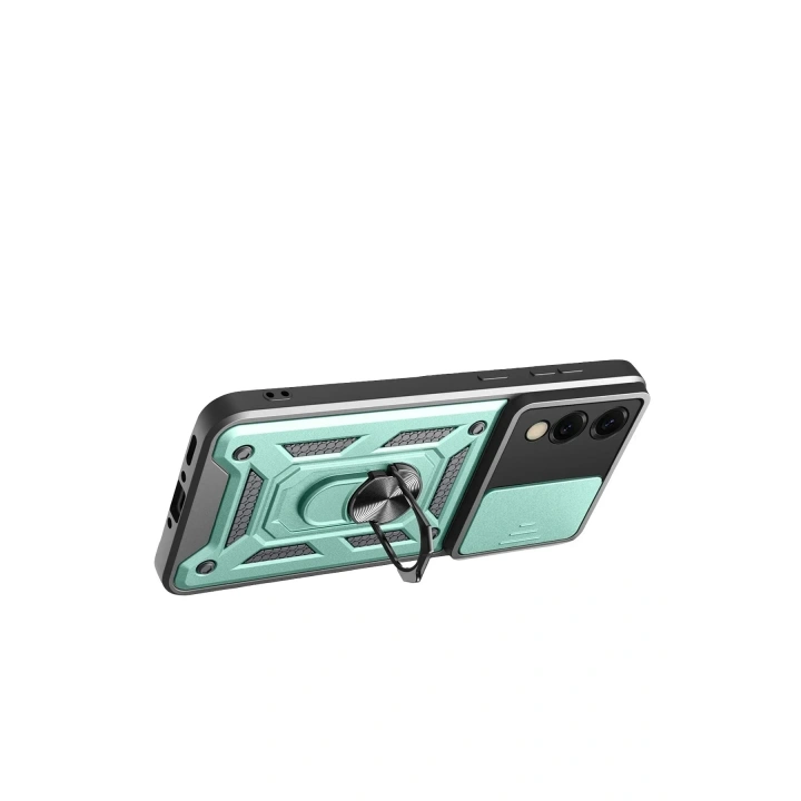 Mey İthalat®  Samsung Galaxy S25 Edge Pars Lens Yüzüklü Silikon - Yeşil