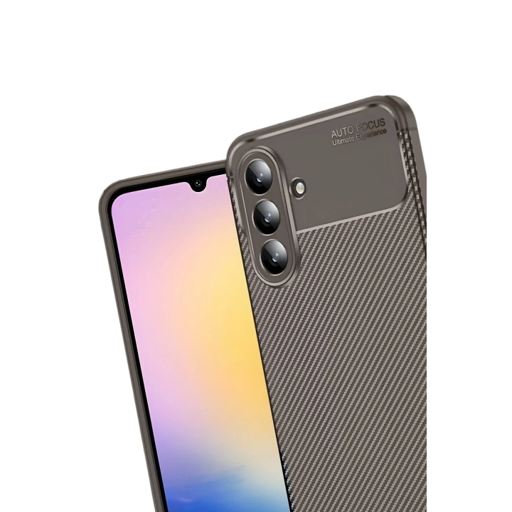 Mey İthalat®  Samsung Galaxy S25 FE Auto Focus Karbon Kapak - Kahverengi