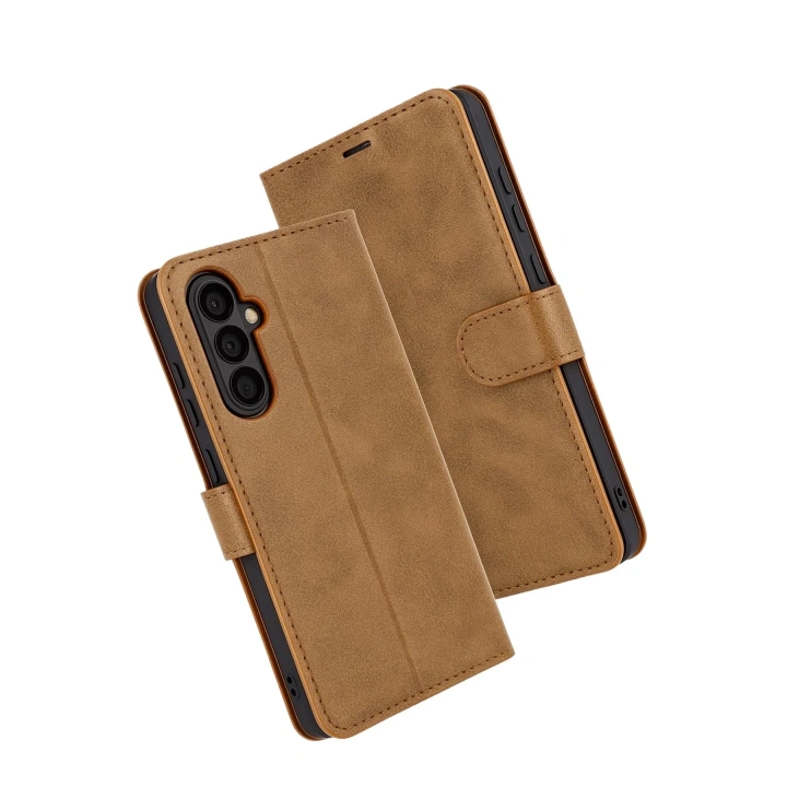 Mey İthalat®  Samsung Galaxy S25 FE Trend S Plus Kapaklı Kılıf - Taba