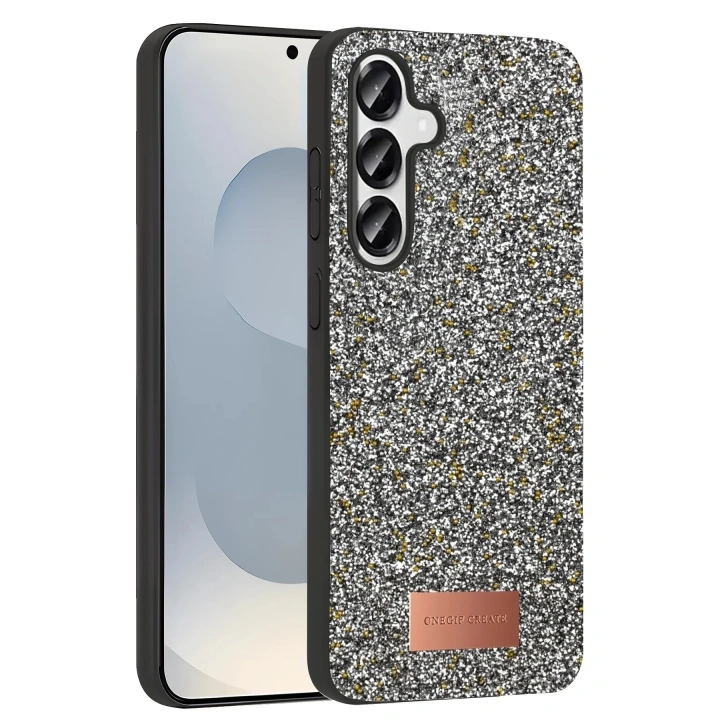 Mey İthalat®  Samsung Galaxy S25 Plus Bright Simli Kapak - Gümüş