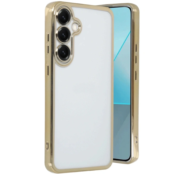 Mey İthalat®  Samsung Galaxy S25 Plus Kılıf  Lensli Silikon - Gold