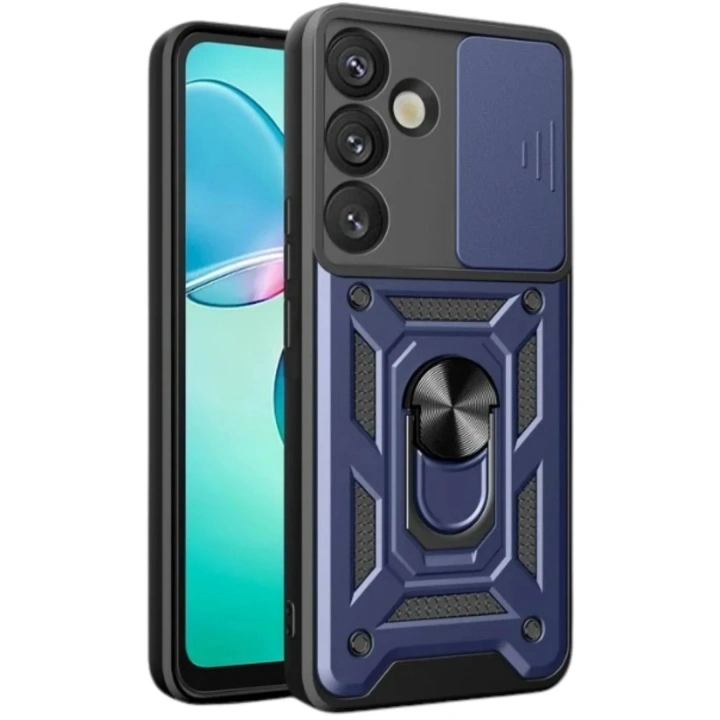 Mey İthalat®  Samsung Galaxy S25 Plus Kılıf Pars Lens Yüzüklü Silikon - Lacivert