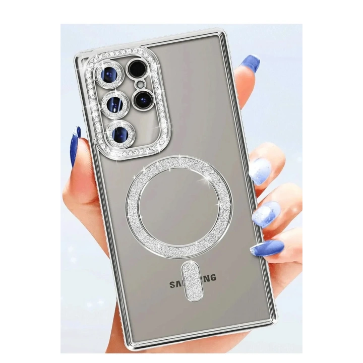 Mey İthalat®  Samsung Galaxy S25 Ultra Kılıf Joke Simli Magneticsafe Kılıf - Mavi
