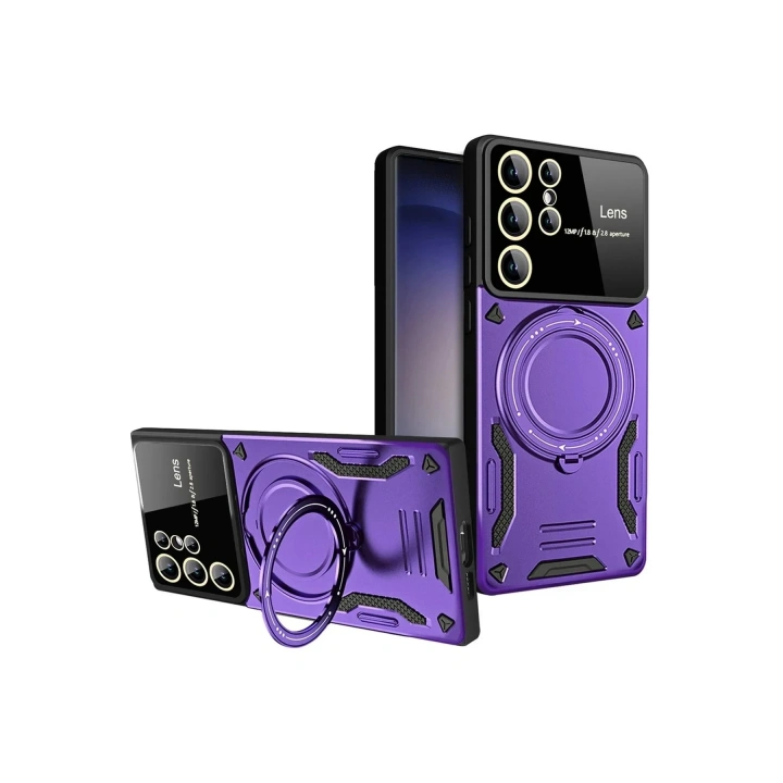 Mey İthalat®  Samsung Galaxy S25 Ultra Kılıf Joy Lens Standlı Kapak - Mor