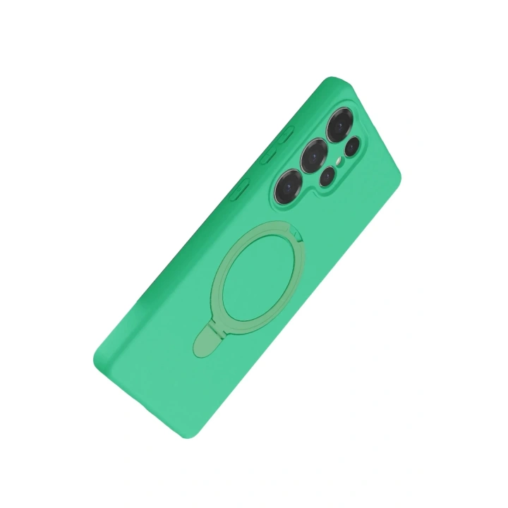 Mey İthalat®  Samsung Galaxy S25 Ultra Regal Magsafe Standlı Kapak - Yeşil