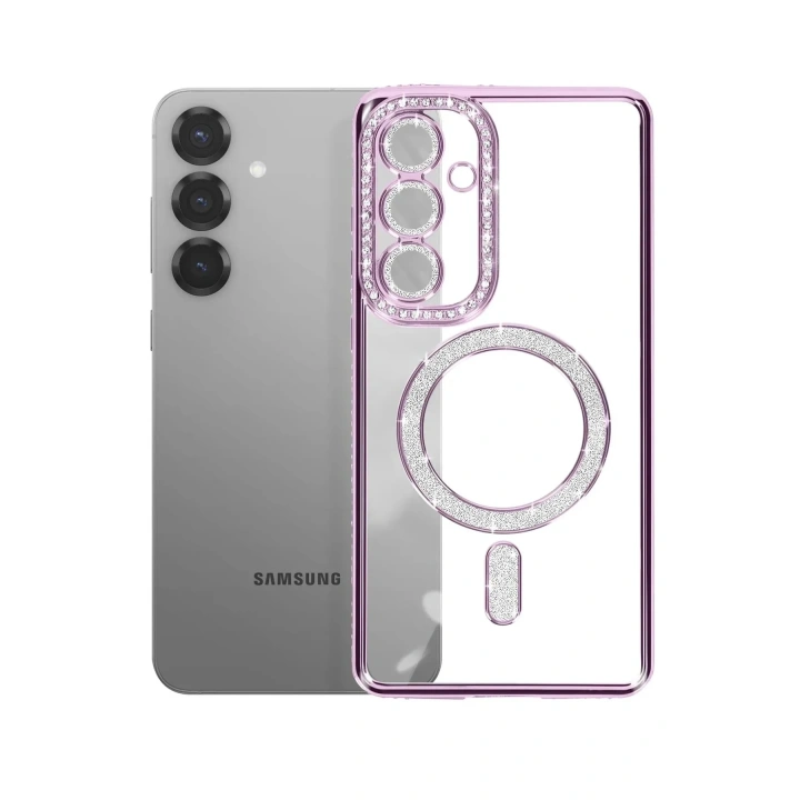 Mey İthalat®  Samsung Galaxy S26 Joke Simli Magneticsafe Kılıf - Derin Mor