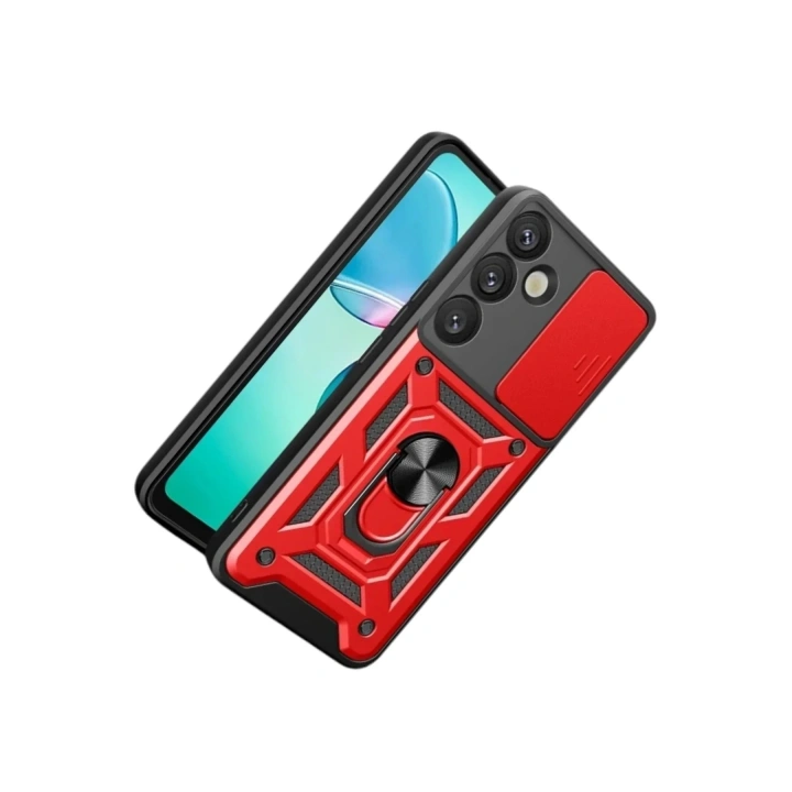 Mey İthalat®  Samsung Galaxy S26 Pars Lens Yüzüklü Silikon - Kırmızı