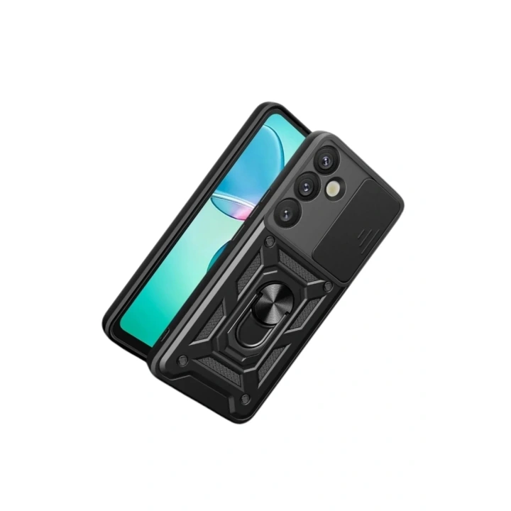 Mey İthalat®  Samsung Galaxy S26 Plus Pars Lens Yüzüklü Silikon - Siyah